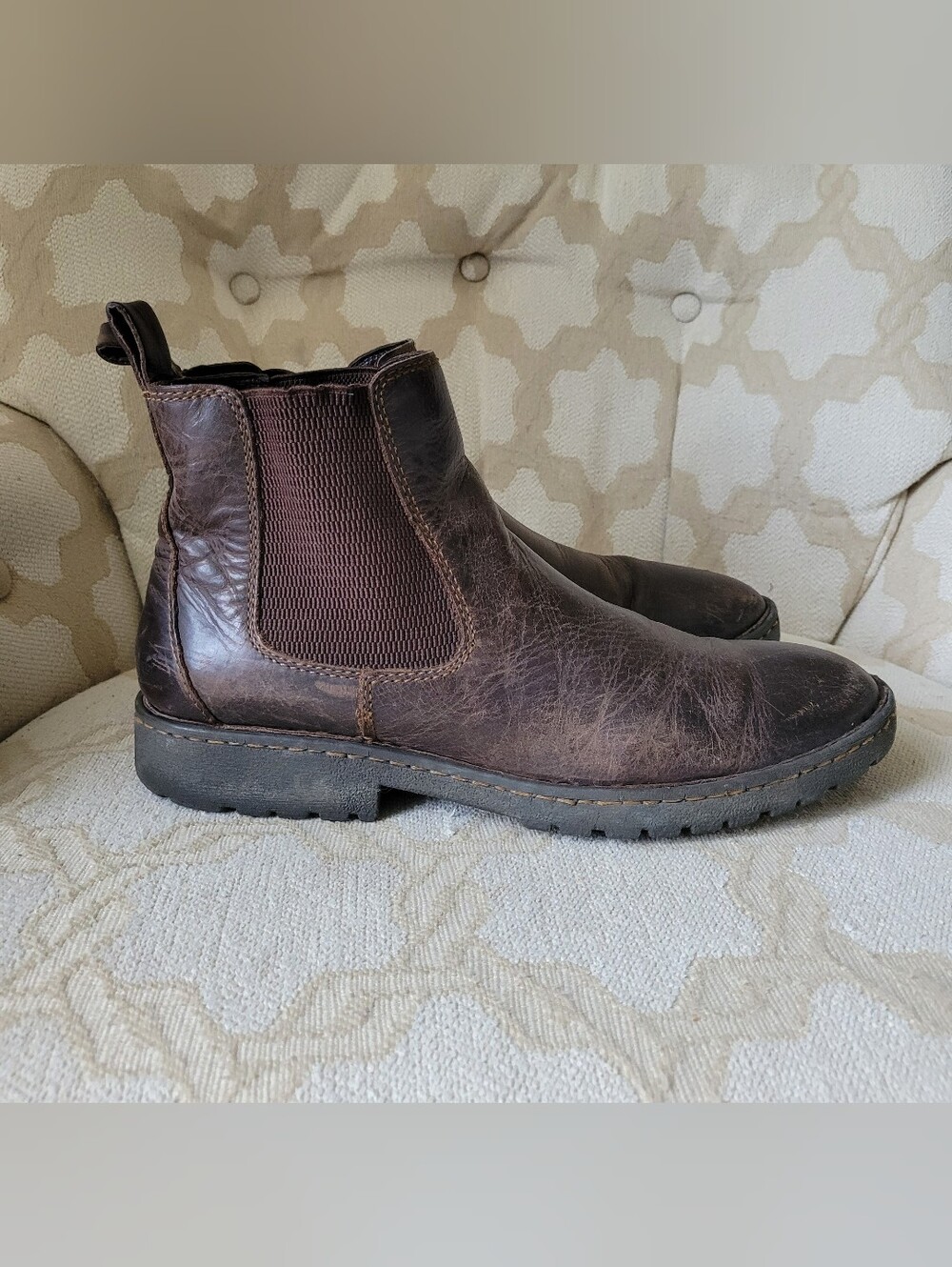 BORN GENUINE LEATHER PULL ON BOOTS BROWN MEN'S 9.5